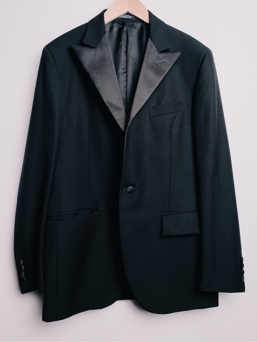 $1.2k Polo Ralph Lauren Made in Italy Wool Tuxedo Jacket Black eu 50R us 40r